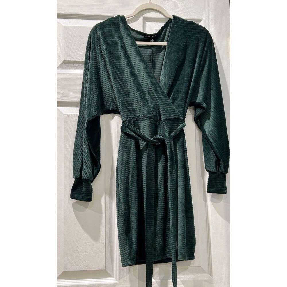 JLUXLABEL Women's Hunter Green Velour Dress Size M New With Tag